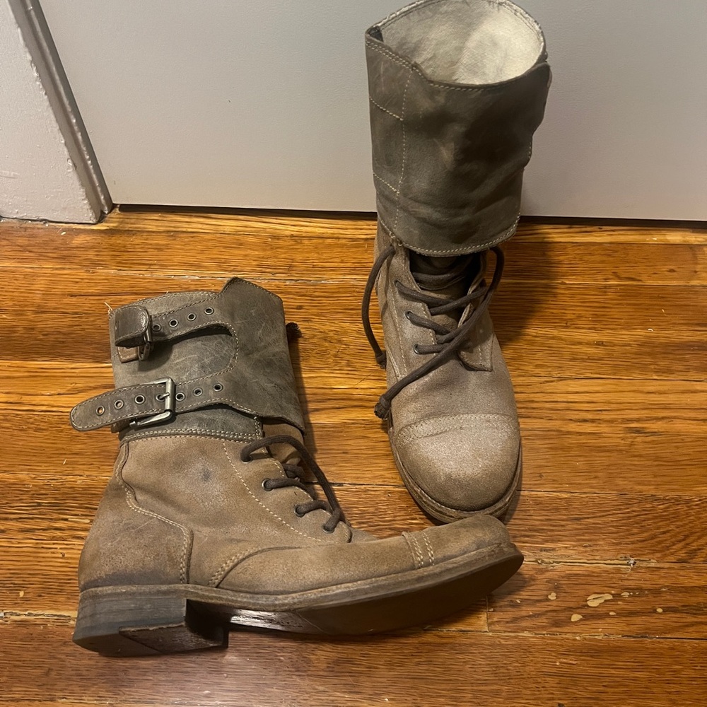 All Saints suede leather combat boots size 41